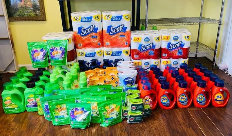 Scott, Gain, Tide — massive paper towel & detergent stockpile
